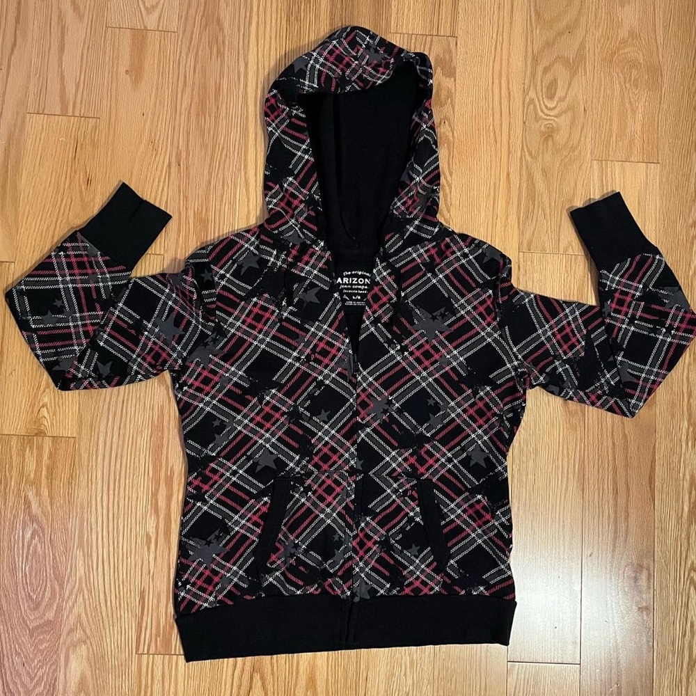 Arizona Jean Company Y2K Plaid/Star patterned Zip Up Hoodie
